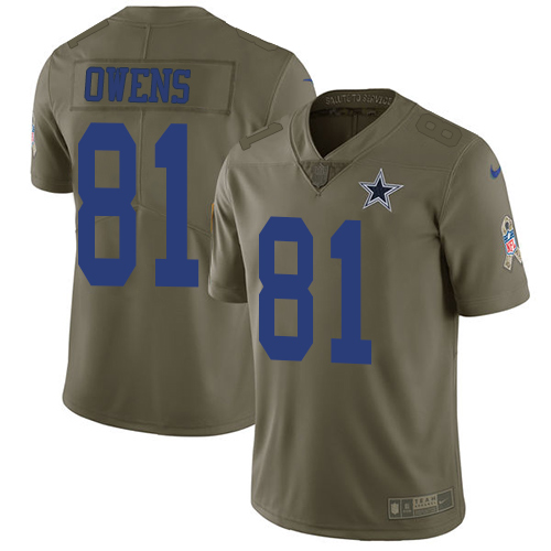 Nike Cowboys #81 Terrell Owens Olive Men's Stitched NFL Limited Salute To Service Jersey
